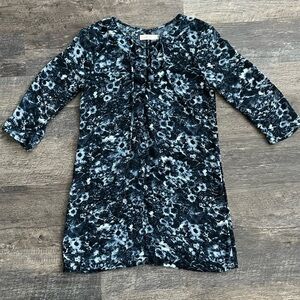 Abercrombie Floral/tie-dye blue lace up dress Small